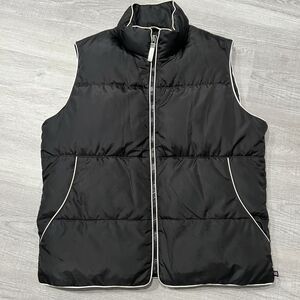 Ralph Lauren Vest Womens M Duck Down Black Puffer Jacket Piping Zip Up Outdoor